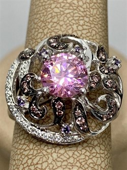 *Кольцо р.18 Розовый Фианит Микс арт. AS-R00457-X-W-MPG-X-BR-371 вес 6,1 г - фото 265880