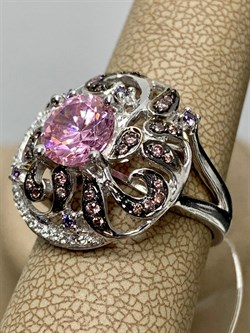 *Кольцо р.18 Розовый Фианит Микс арт. AS-R00457-X-W-MPG-X-BR-371 вес 6,1 г - фото 265881