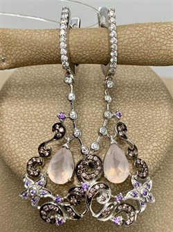 *Серьги Розовый Кварц Микс арт. AS-E01120-X-W-MPG-Pur-W-413 вес 8,52 г - фото 265891 *Серьги Розовый Кварц Микс арт. AS-E01120-X-W-MPG-Pur-W-413 вес 8,52 г - фото 265891