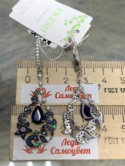 *Серьги иск Сапфир Микс арт. AS-E01120-X-W-SAP-BL-W-845 вес 9,2 г - фото 265937