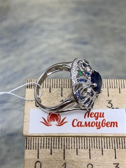*Кольцо р.18,5 иск Сапфир Микс арт. AS-R00457-X-W-BL-X-BL-478 вес 6,3 г - фото 265946