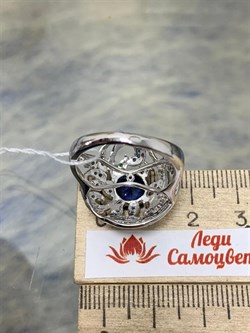 *Кольцо р.18,5 иск Сапфир Микс арт. AS-R00457-X-W-BL-X-BL-478 вес 6,3 г - фото 265948