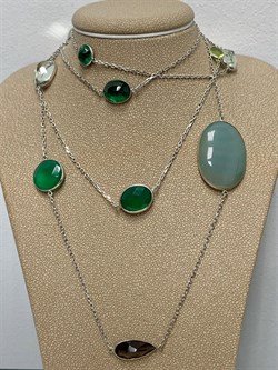 *Колье р.110 Радуга Микс Зеленый Агат арт. SO-N00520-X-W-MB-X-Mix-072 вес 20,6 г - фото 265957 *Колье р.110 Радуга Микс Зеленый Агат арт. SO-N00520-X-W-MB-X-Mix-072 вес 20,6 г - фото 265957