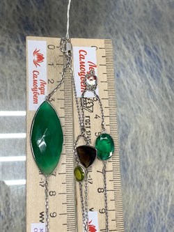 *Колье р.110 Радуга Микс Зеленый Агат арт. SO-N04402-X-W-Gg-X-BR-251 вес 23,22 г - фото 265981