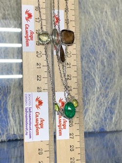 *Колье р.110 Радуга Микс Зеленый Агат арт. SO-N04402-X-W-Gg-X-BR-251 вес 23,22 г - фото 265983