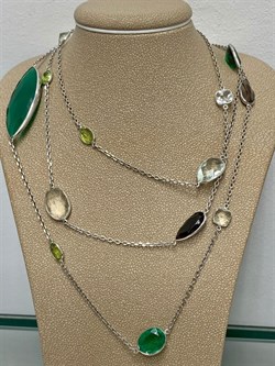 *Колье р.100 Радуга Микс Зеленый Агат арт. SO-N04402-X-W-Gg-X-BR-244 вес 22,7 г - фото 265992 *Колье р.100 Радуга Микс Зеленый Агат арт. SO-N04402-X-W-Gg-X-BR-244 вес 22,7 г - фото 265992