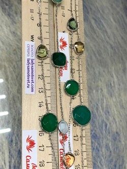 *Колье р.100 Радуга Микс Зеленый Агат арт. SO-N04411-X-W-Gg-X-BR-798 вес 21,2 г - фото 266229