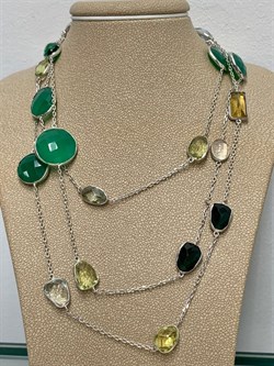 *Колье р.100 Радуга Микс Зеленый Агат арт. SO-N04411-X-W-Gg-X-BR-774 вес 21 г - фото 266234 *Колье р.100 Радуга Микс Зеленый Агат арт. SO-N04411-X-W-Gg-X-BR-774 вес 21 г - фото 266234