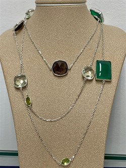 *Колье р.110 Радуга Микс Зеленый Агат арт. SO-N00053-X-W-X-X-Mix-285 вес 21,2 г - фото 266246 *Колье р.110 Радуга Микс Зеленый Агат арт. SO-N00053-X-W-X-X-Mix-285 вес 21,2 г - фото 266246