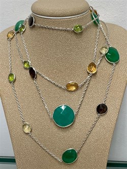 *Колье р.100 Радуга Микс Зеленый Агат арт. SO-N04404-X-W-Gg-X-BR-107 вес 23,35 г - фото 266253 *Колье р.100 Радуга Микс Зеленый Агат арт. SO-N04404-X-W-Gg-X-BR-107 вес 23,35 г - фото 266253