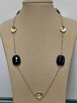 *Колье р.40 Черная Шпинель Цитрин арт. SO-N00004-X-W-B-X-X-065 вес 11,8 г - фото 266259 *Колье р.40 Черная Шпинель Цитрин арт. SO-N00004-X-W-B-X-X-065 вес 11,8 г - фото 266259