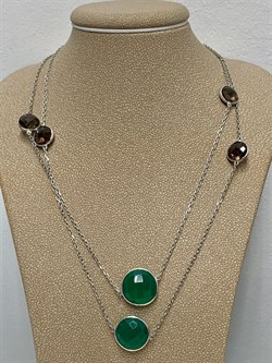 *Колье р.80 Радуга Микс Зеленый Агат арт. SO-N03874-X-W-Gg-X-BR-524 вес 12,2 г - фото 266265