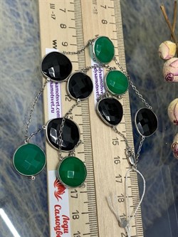 *Колье р.50 Черная Шпинель Зеленый Агат арт. SO-N00017-X-W-Gg-X-B-285 вес 16 г - фото 266268 *Колье р.50 Черная Шпинель Зеленый Агат арт. SO-N00017-X-W-Gg-X-B-285 вес 16 г - фото 266268