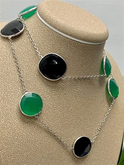 *Колье р.50 Черная Шпинель Зеленый Агат арт. SO-N00017-X-W-Gg-X-B-285 вес 16 г - фото 266274 *Колье р.50 Черная Шпинель Зеленый Агат арт. SO-N00017-X-W-Gg-X-B-285 вес 16 г - фото 266274