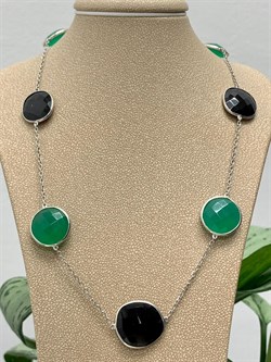 *Колье р.50 Черная Шпинель Зеленый Агат арт. SO-N00017-X-W-Gg-X-B-285 вес 16 г - фото 266276 *Колье р.50 Черная Шпинель Зеленый Агат арт. SO-N00017-X-W-Gg-X-B-285 вес 16 г - фото 266276