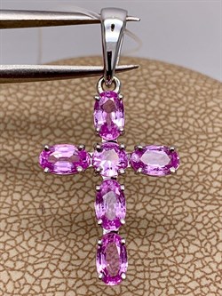 *Кулон Розовый Сапфир цв Белое арт 8-280417-00-74-959 вес 1,42 г - фото 266400