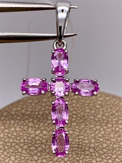 *Кулон Розовый Сапфир цв Белое арт 8-280417-00-74-959 вес 1,42 г - фото 266401