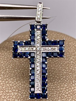 *Кулон Синий Сапфир цв Белое 8-248-02-215 вес 3,43 г - фото 266419 *Кулон Синий Сапфир цв Белое 8-248-02-215 вес 3,43 г - фото 266419