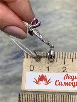 *Серьги Пусеты Аметист Родолит арт. AS-E06333-X-W-AMG-X-W-947 вес 6,14 г - фото 266486