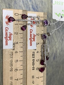 *Серьги Пусеты Аметист Родолит арт. AS-E06333-X-W-AMG-X-W-947 вес 6,14 г - фото 266487