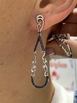 *Серьги Сапфир арт. NR-E01124-X-W-W-X-BL-644 вес 7,1 г - фото 266519