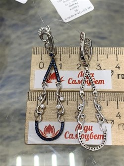 *Серьги Сапфир арт. NR-E01124-X-W-W-X-BL-644 вес 7,1 г - фото 266522