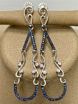 *Серьги Сапфир арт. NR-E01124-X-W-W-X-BL-644 вес 7,1 г - фото 266523