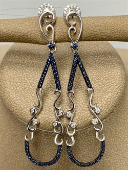 *Серьги Сапфир арт. NR-E01124-X-W-W-X-BL-644 вес 7,1 г - фото 266524