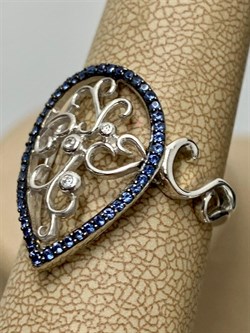 *Кольцо р.18,5 Сапфир арт. NR-R00461-X-W-W-X-BL-626 вес 3,7 г - фото 266533