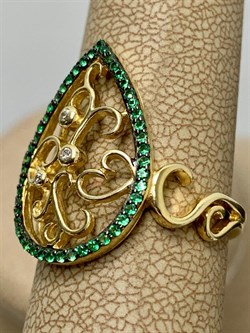 *Кольцо р.18 Цаворит арт. NR-R00461-X-G-W-X-Gg-196 вес 3,7 г - фото 266543