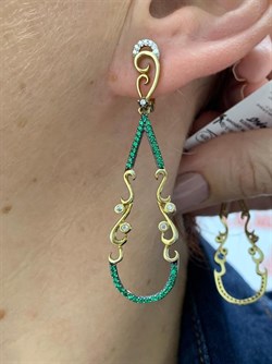 *Серьги Цаворит арт. NR-E01124-X-G-W-X-Gg-370 вес 7,3 г - фото 266546