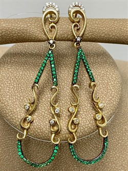 *Серьги Цаворит арт. NR-E01124-X-G-W-X-Gg-370 вес 7,3 г - фото 266550