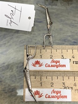 *Серьги Зубчики Белый Фианит арт. CZ-E00893-X-W-X-X-W-349 вес 5,9 г - фото 266576