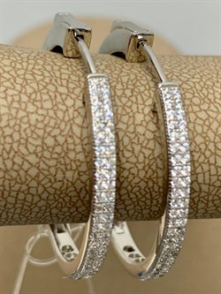 *Серьги Конго Белый Фианит Микро Вставки арт. SL-E01700-X-W-X-X-W-496 вес 7,1 г - фото 266691 *Серьги Конго Белый Фианит Микро Вставки арт. SL-E01700-X-W-X-X-W-496 вес 7,1 г - фото 266691