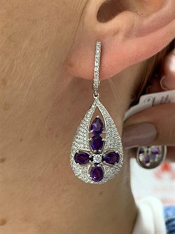 *Серьги Аметист арт. AS-E06345-X-W-Pur-X-W-720 вес 8,6 г - фото 266723 *Серьги Аметист арт. AS-E06345-X-W-Pur-X-W-720 вес 8,6 г - фото 266723