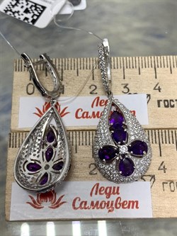 *Серьги Аметист арт. AS-E06345-X-W-Pur-X-W-720 вес 8,6 г - фото 266726 *Серьги Аметист арт. AS-E06345-X-W-Pur-X-W-720 вес 8,6 г - фото 266726