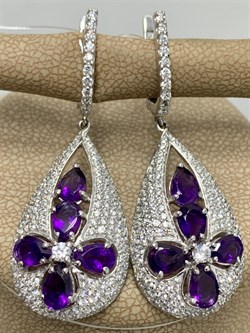 *Серьги Аметист арт. AS-E06345-X-W-Pur-X-W-720 вес 8,6 г - фото 266727 *Серьги Аметист арт. AS-E06345-X-W-Pur-X-W-720 вес 8,6 г - фото 266727
