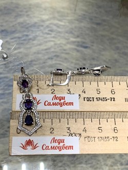 *Серьги Микс Иолит Аметист арт. AS-E06334-X-W-Pur-X-BL-603 вес 7 г - фото 266833