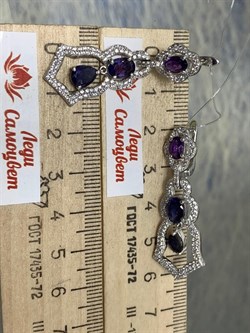 *Серьги Микс Иолит Аметист арт. AS-E06334-X-W-Pur-X-BL-603 вес 7 г - фото 266834