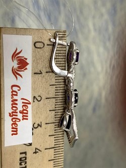 *Серьги Микс Иолит Аметист арт. AS-E06334-X-W-Pur-X-BL-603 вес 7 г - фото 266835