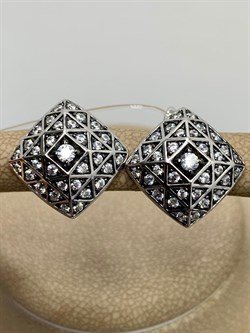 *Серьги Белый Фианит арт. CZ-E01622-X-WB-W-X-W-616 вес 5,7 г - фото 266913