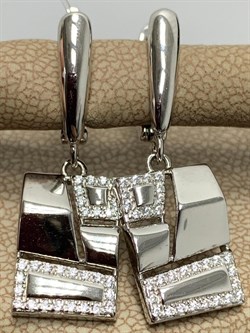 *Серьги Белый Фианит арт. CZ-E01685-X-W-X-X-W-687 вес 4,8 г - фото 266989