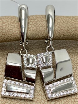 *Серьги Белый Фианит арт. CZ-E01685-X-W-X-X-W-687 вес 4,8 г - фото 266990