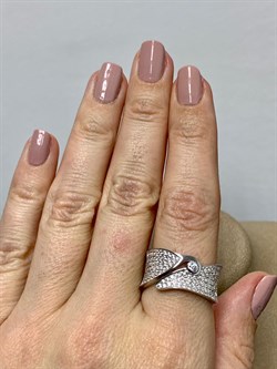 *Кольцо р.18,5 Белый Фианит Микро Вставки арт. MP-R01333-X-W-W-X-W-387 вес 5,69 г - фото 267399