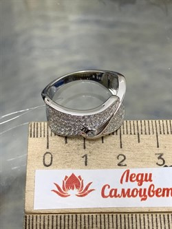 *Кольцо р.18,5 Белый Фианит Микро Вставки арт. MP-R01333-X-W-W-X-W-387 вес 5,69 г - фото 267401