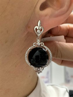 *Серьги Черный Агат Оникс арт. NS-E00678-X-W-B-X-W-071 вес 13,9 г - фото 267436 *Серьги Черный Агат Оникс арт. NS-E00678-X-W-B-X-W-071 вес 13,9 г - фото 267436