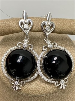 *Серьги Черный Агат Оникс арт. NS-E00678-X-W-B-X-W-071 вес 13,9 г - фото 267440 *Серьги Черный Агат Оникс арт. NS-E00678-X-W-B-X-W-071 вес 13,9 г - фото 267440