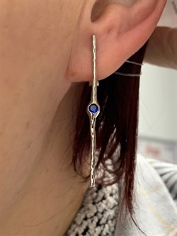 *Серьги Синяя Шпинель синт арт. CZ-E02053-X-W-S2-X-X-316 вес 4 г - фото 267451