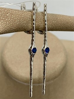 *Серьги Синяя Шпинель синт арт. CZ-E02053-X-W-S2-X-X-316 вес 4 г - фото 267454