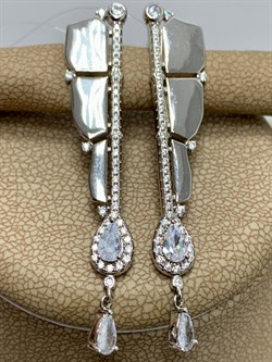 *Серьги Паруса Белый Фианит арт. CZ-E02125-X-W-W-X-W-140 вес 6,5 г - фото 267464